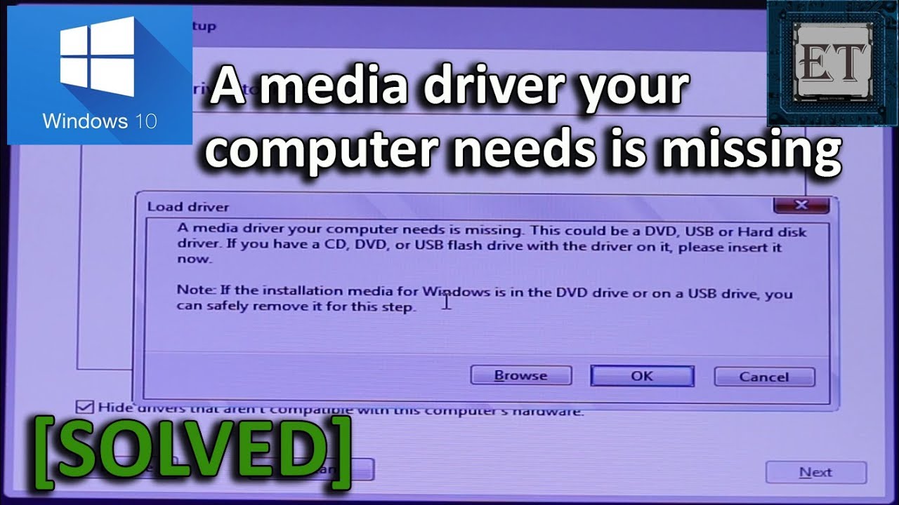USB Windows 10 Clean Install – A Media Driver Your Computer Needs is Missing